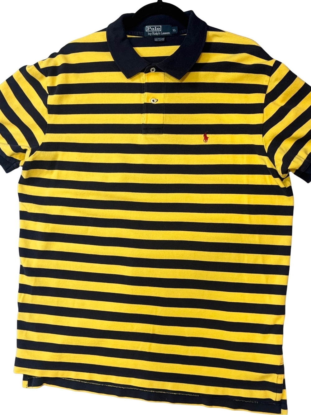 Vintage Ralph Lauren Yellow & Navy Striped Polo Shirt
